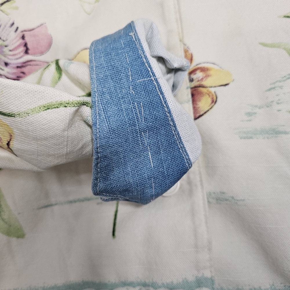 TOUCH BLUE-Floral Print Women's Jacket - Blue and White - Picture 9 of 12